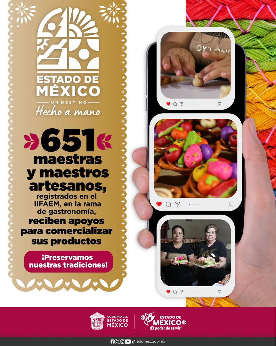 delfinagomeza's tweet image. El Estado de México es Un Destino Hecho a Mano.
Apoyamos a maestras y maestros artesanos de la gastronomía mexiquense, quienes preservan nuestras tradiciones.
#ElPoderDeServir