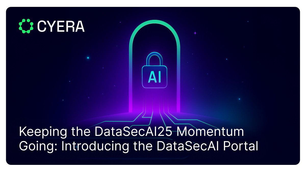 cyera_io's tweet photo. In-person events like #DataSecAI25 spark ideas, but the real challenge is turning that energy into ongoing action. 

That’s why we built the DataSecAI Portal: a digital home for security leaders shaping the future of data and AI security.

Here’s what’s inside:
🎓Data Security School: Practical frameworks for securing data in the age of AI
📚AI Security School: Core principles of DSPM and AI governance
🚀Customer Community: A place to exchange ideas & learn from peers

Explore the #DataSecAI Portal 👉 https://t.co/xAMdEgIAVn