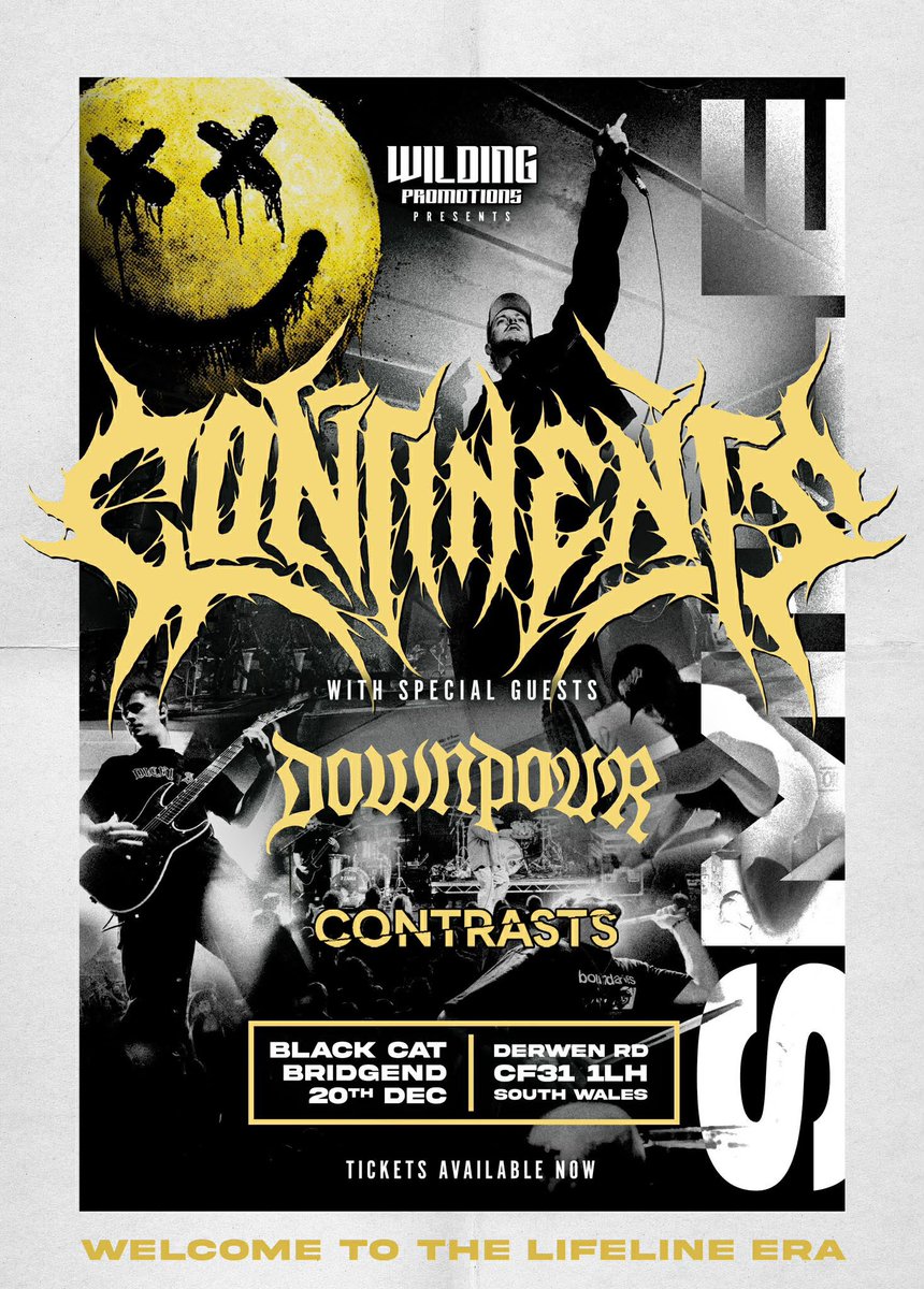 🎄🎅 Early Xmas chaos unlocked! 🎅🎄

Excited to have Contrasts opening our Bridgend Xmas show — get down early, they’re bringing ALL the grooves.
Downpour follows with that signature weight 💀

Then it’s us… SMILE 🫠

🎟️ Tix available now - 
shorturl.at/UwuUV