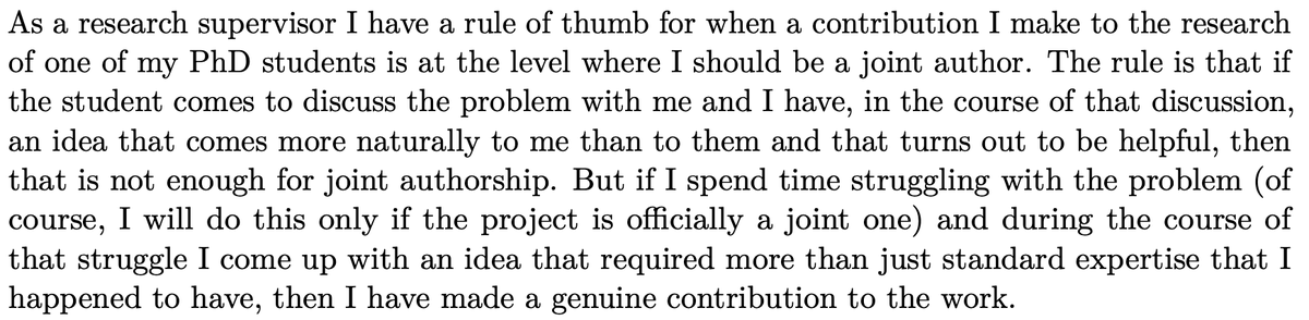 I like how Timothy Gowers characterized his co-authorship rule: