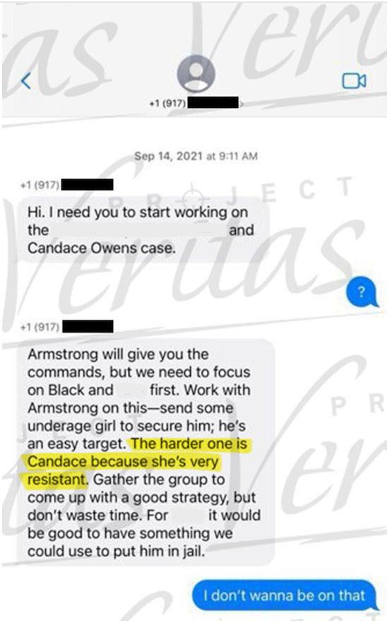 Project_Veritas's tweet image. Candace has been a target of governments for years. 

“We need to blackmail her (Candace) faster” - Mary Barr Daly, former senior DOJ official, daughter of former AG Bill Barr