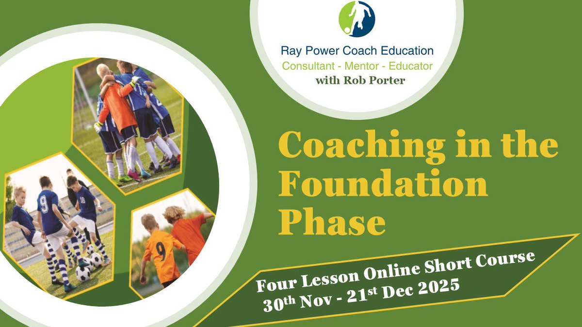 power_ray's tweet image. 3-4 hours of IMMENSE CONTENT in the bag now from @RJPcoach 

🎓⚽️ 
𝐂𝐨𝐚𝐜𝐡𝐢𝐧𝐠 𝐢𝐧 𝐭𝐡𝐞 𝐅𝐨𝐮𝐧𝐝𝐚𝐭𝐢𝐨𝐧 𝐏𝐡𝐚𝐬𝐞
(Short Course) 

With Rob Porter, author of The ‘Golden Age of Learning’

⏳Course starts next week

Secure your spot here ⬇️ 
tickettailor.com/events/raypowe…