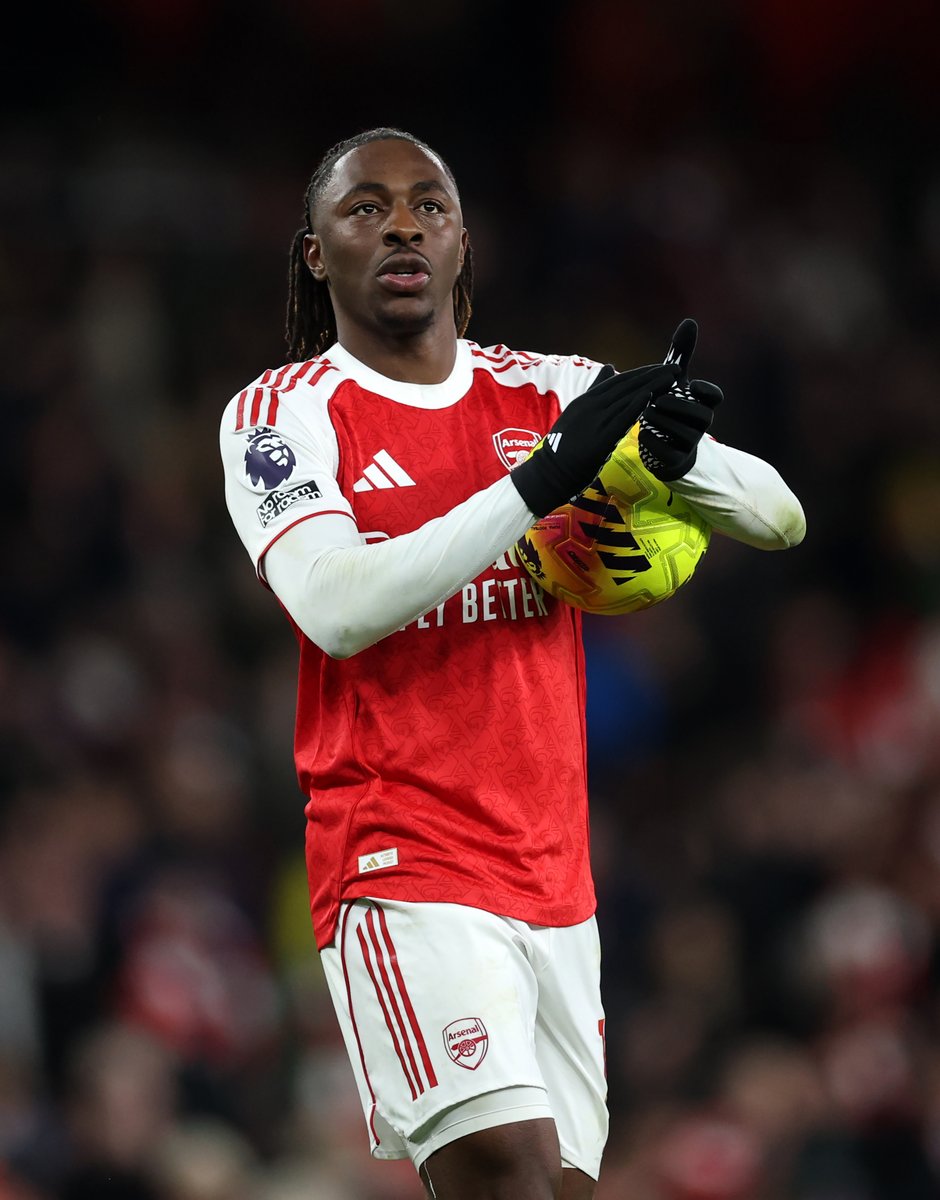 Arsenal's tweet image. History maker.

Ebere Eze, the first player to score a Premier League hat-trick in the north London derby.
