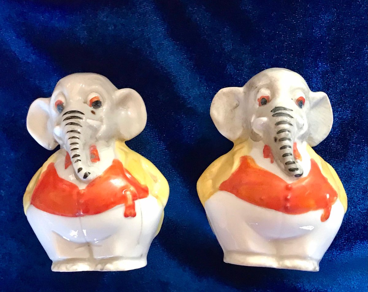 Yellowonetsy's tweet image. Ceramic elephant salt and pepper shakers. Made in Germany during the 1930's. For sale! More pics in comments below. yellowdogantiques.etsy.com/listing/884650… #saltandpeppersunday #saltandpepper #vintage #VintageCeramics #elephant #VintageKitchen #VintageDecor #ceramics