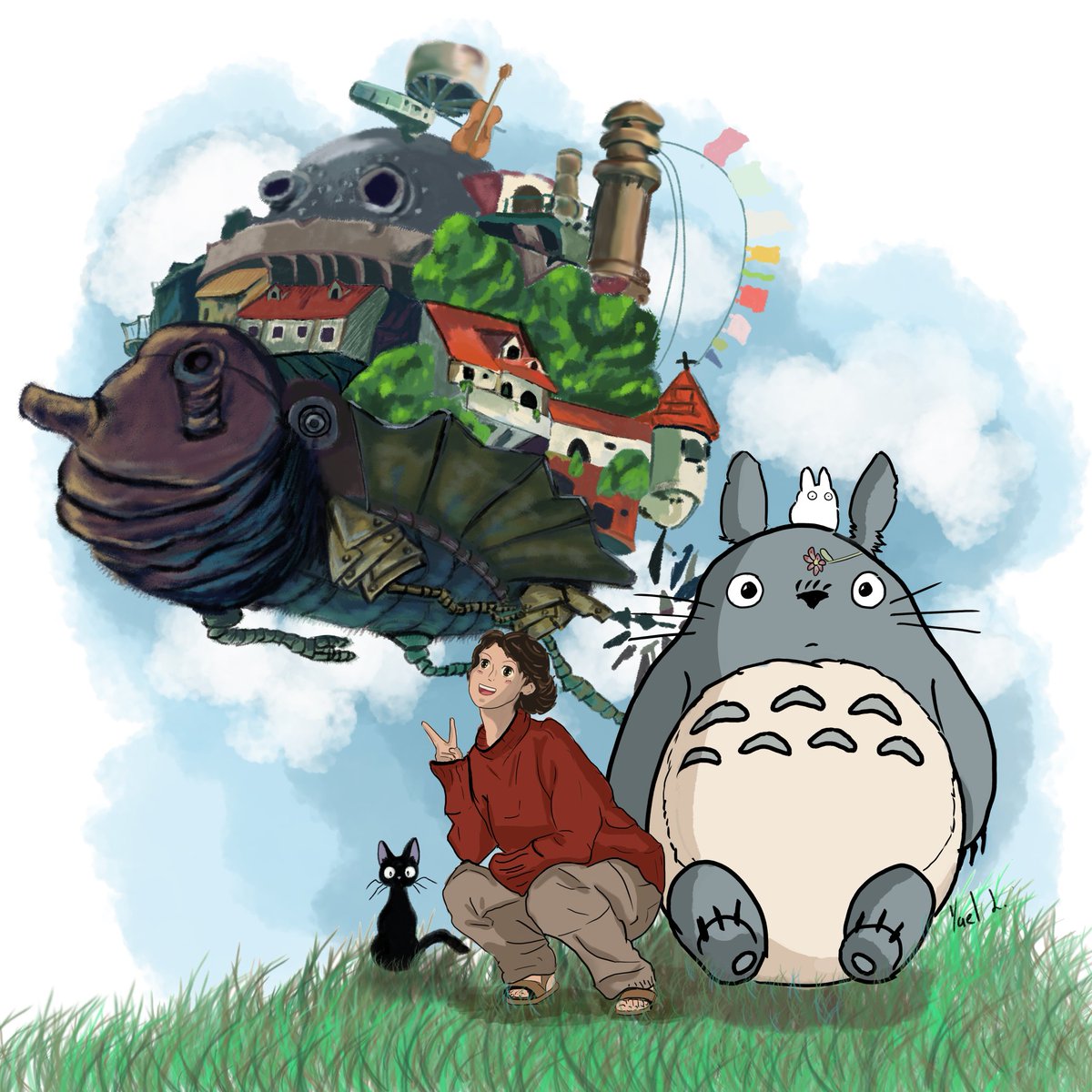 Made my friend as a Ghibli character, It was not bad, I think 👀✍️ #drawing #art #mexicanartist #artistsontwitter #ilustration #studioghibli #ghibli #anime