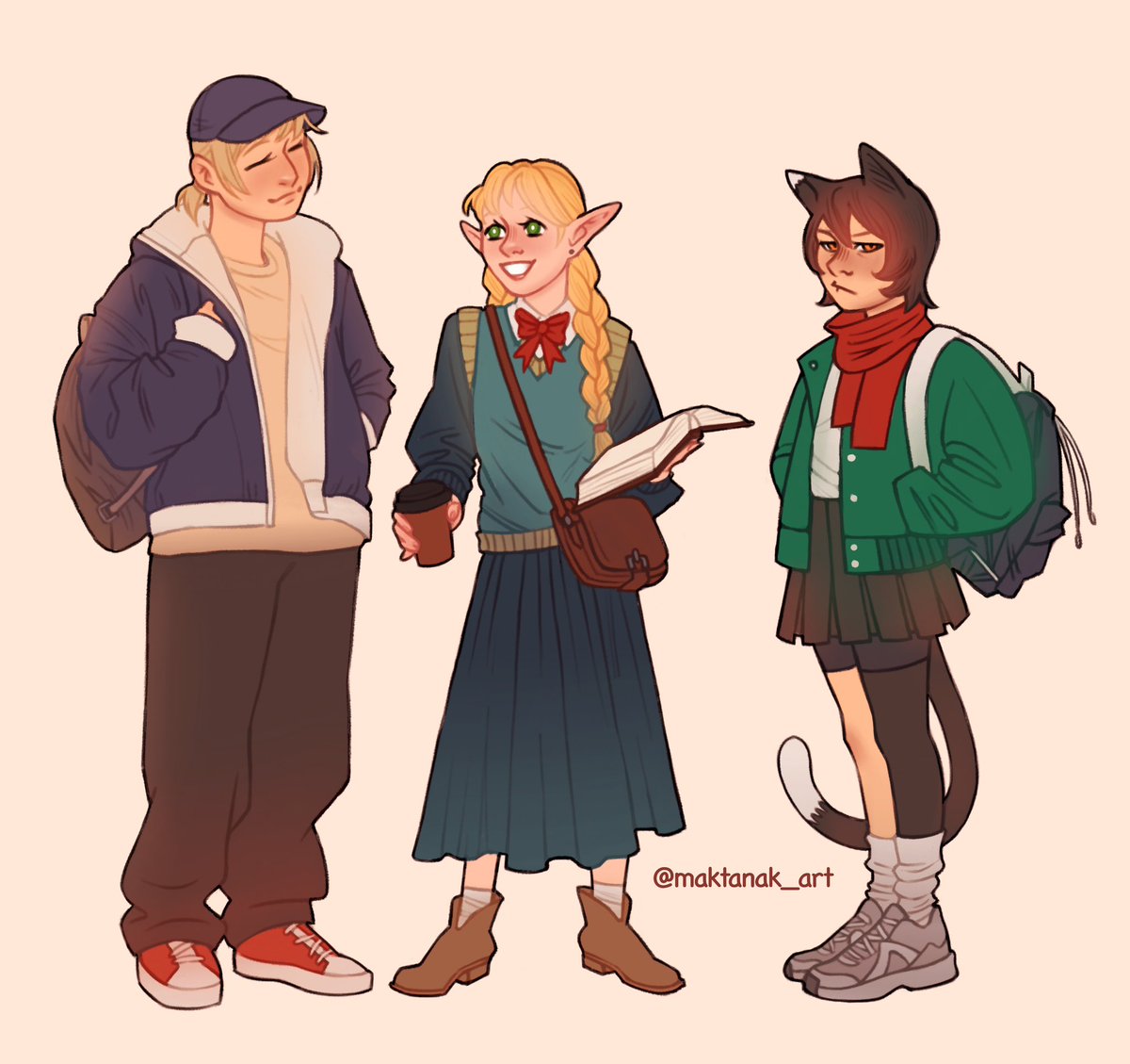 maktanak_art's tweet image. Dunmeshi modern au because I have too much cool ref outfits on Pinterest 

#izutsumi #Marcille #falin #dungeonmeshi