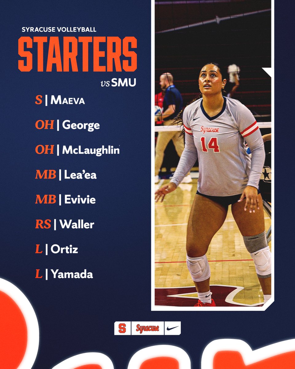 CuseVB's tweet image. The Starters against the Mustangs 👊🐎

📊 bit.ly/4ogYesD
📺 bit.ly/4oXNnF7 (ACCNX)

#LiveTheDREAM