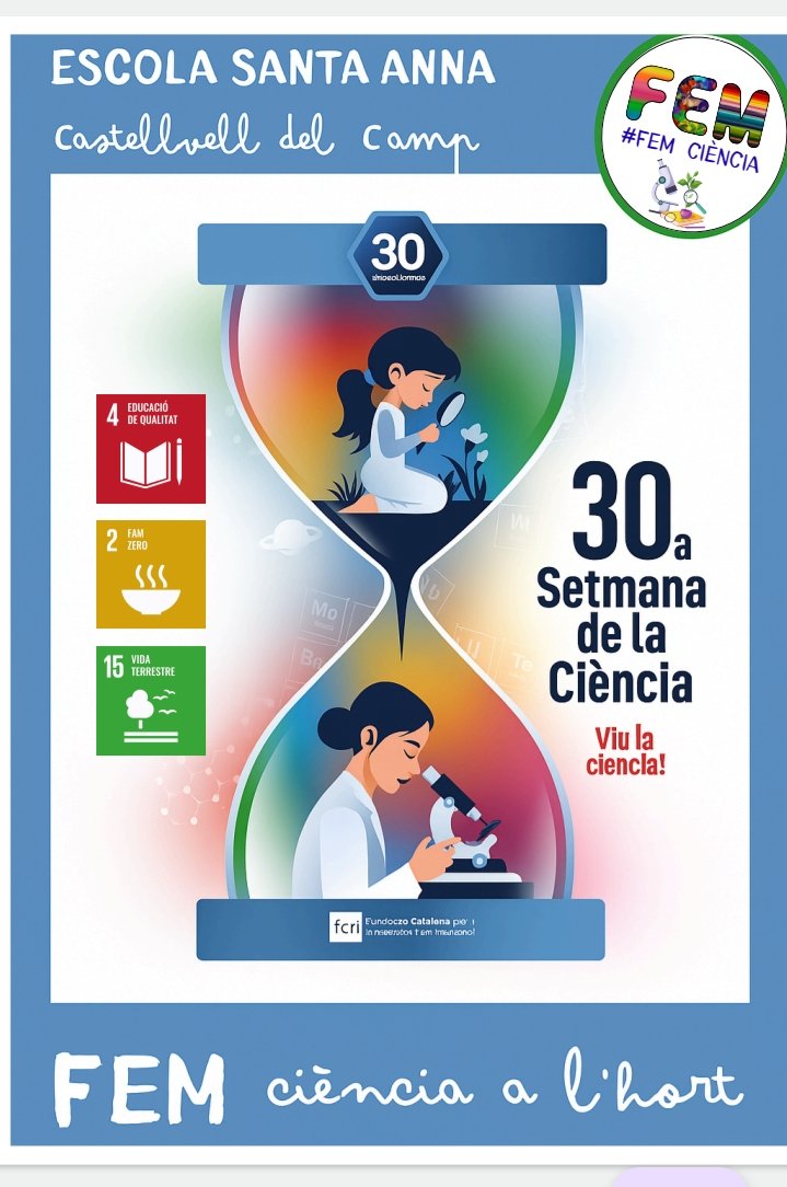 NeusGallartJosa's tweet image. Del 24-28 d novembre tot l&apos;alumnat d l&apos;@e_santaanna viurà i realitzà #experiments senzills per comprendre l&apos;#hortescolar com a un #ecosistema creat x les persones amb el q podem aplicar la #culturacientífica i alhora estimar-lo i tenir-ne cura des d&apos;una mirada #ODS.
@xarxaCb