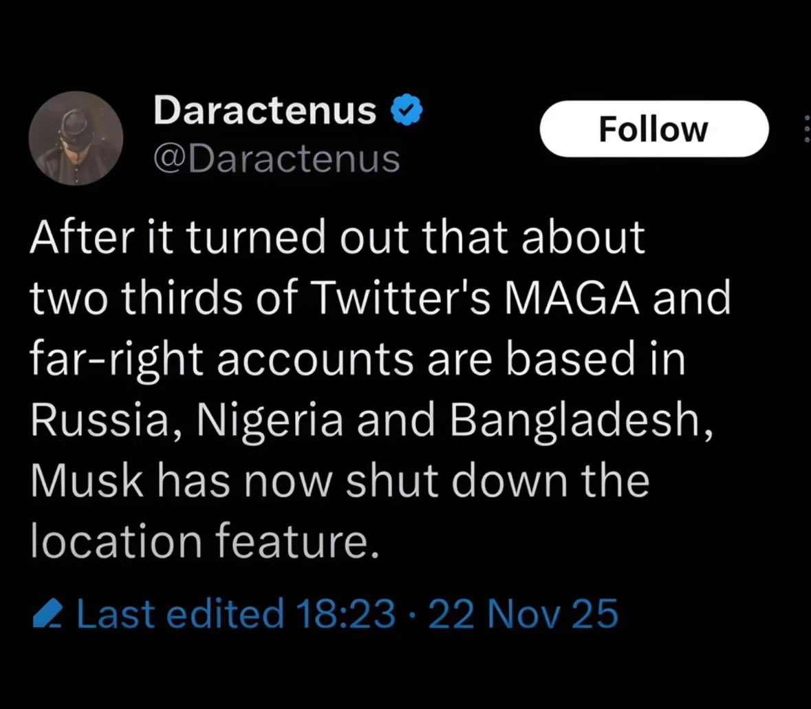 The real reason Elon turned off location features.