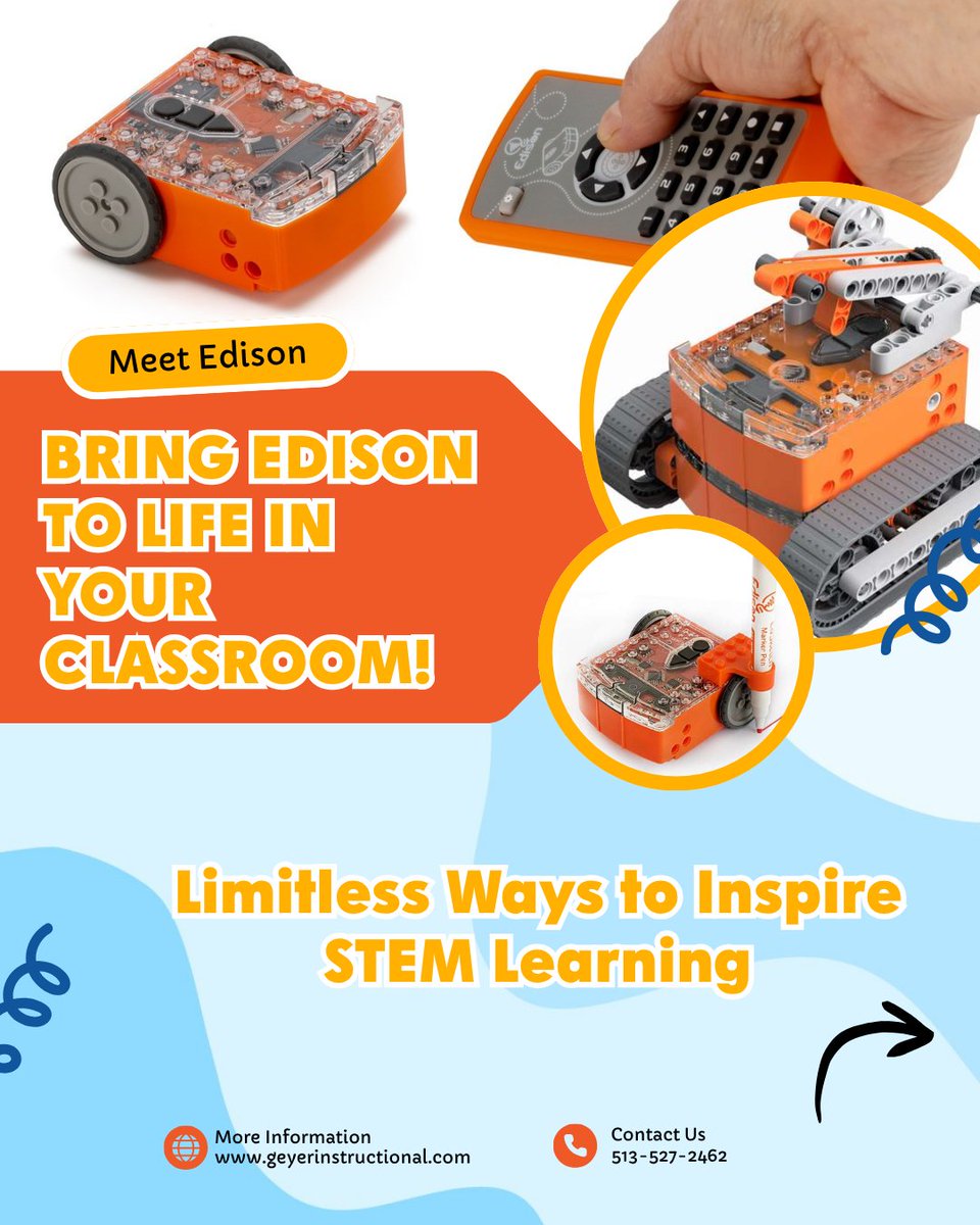 GeyerClassroom's tweet image. 🤖✨ BRING EDISON TO LIFE IN YOUR CLASSROOM!
Unlock limitless ways to spark curiosity, creativity, and real STEM learning — all with one powerful little robot.
 Learn more &amp;amp; shop now:
geyerinstructional.com/stem/coding-an…

#STEMEducation #EdisonRobot #CodingForKids #RoboticsInTheClassroom