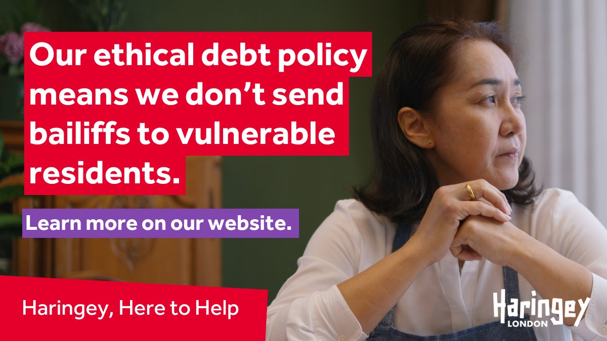 haringeycouncil's tweet image. Council tax funds vital services, but we know life isn’t always easy. Since 2019, our ethical debt policy means no bailiffs for vulnerable households.

We also invest £34.4m a year helping 24k residents via our Council Tax Reduction Scheme 👇 bit.ly/4pnpshW  #HereToHelp