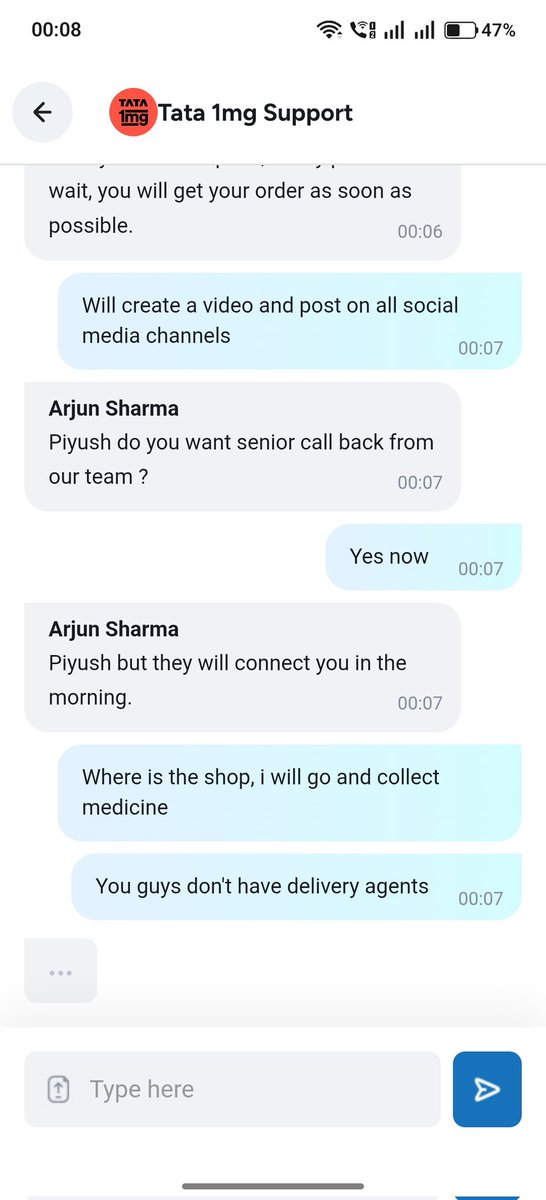 piyush955's tweet photo. @1mgOfficial I’ve been following up wid ur team repeatedly for delivery. I placed the order only bcs ur app clearly showed tht d medicine wud b delivered before 11 PM. Now the delivery is delayed, and I need my dose urgently. Pls update asap on how I’m supposed to arrange the medicine now. https://t.co/Ppkn7djojj
