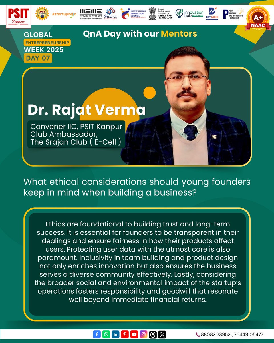 psitsif's tweet photo. In today’s mentorship Q&amp;A session with Dr. Rajat Verma, the discussion reaffirmed the importance of students taking initiative from experienced mentors to make informed entrepreneurial decisions.
Their insights on AI, ethics, and experimentation provide a valuable framework. https://t.co/jqY3rpOinY