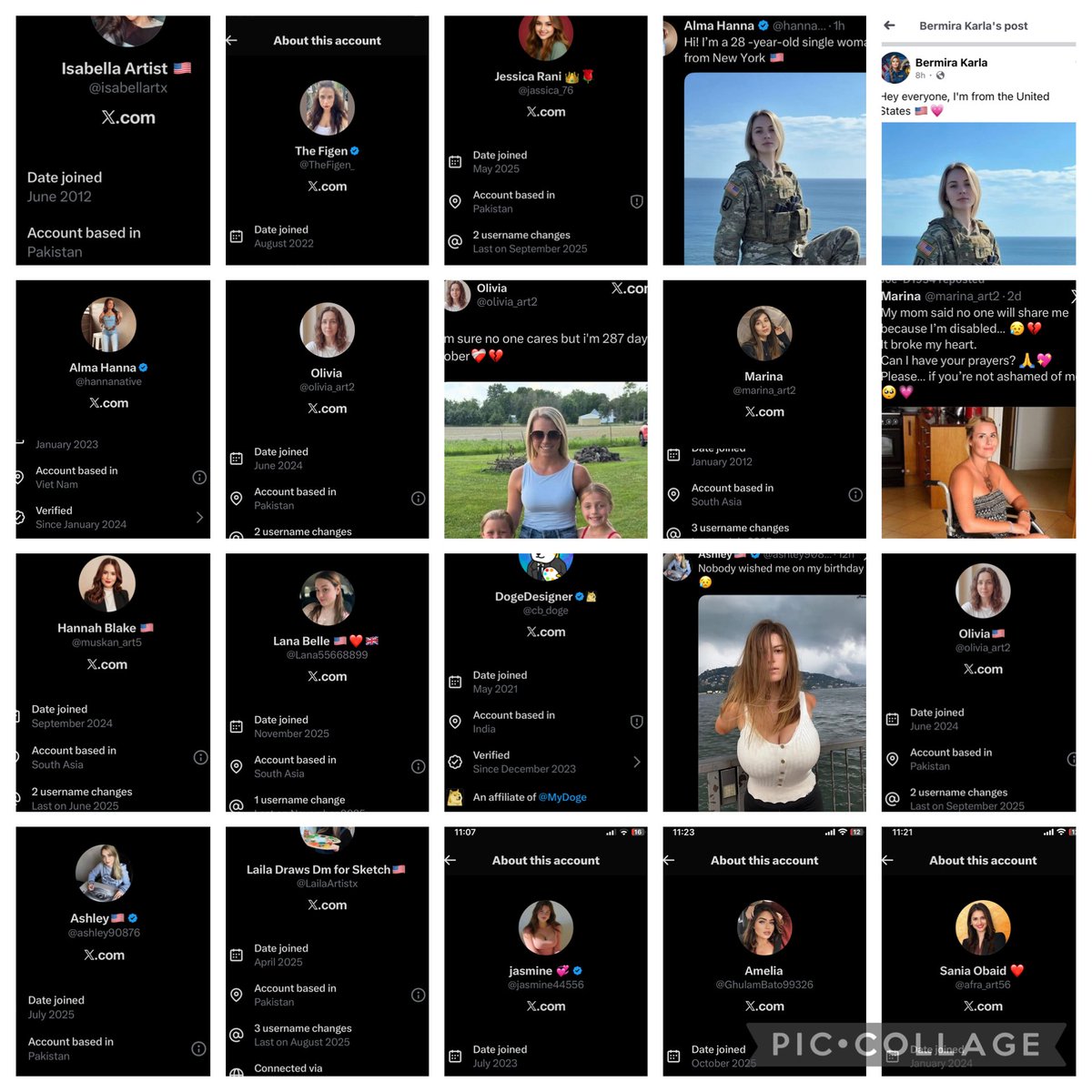 SarAEsQMd's tweet photo. @SpencerHakimian Look at all these fake accounts from Pakistan and India that have been targeting old MAGAts men in military uniform and wheel chair for sympathy and gaslight them https://t.co/oIZRSmprqQ