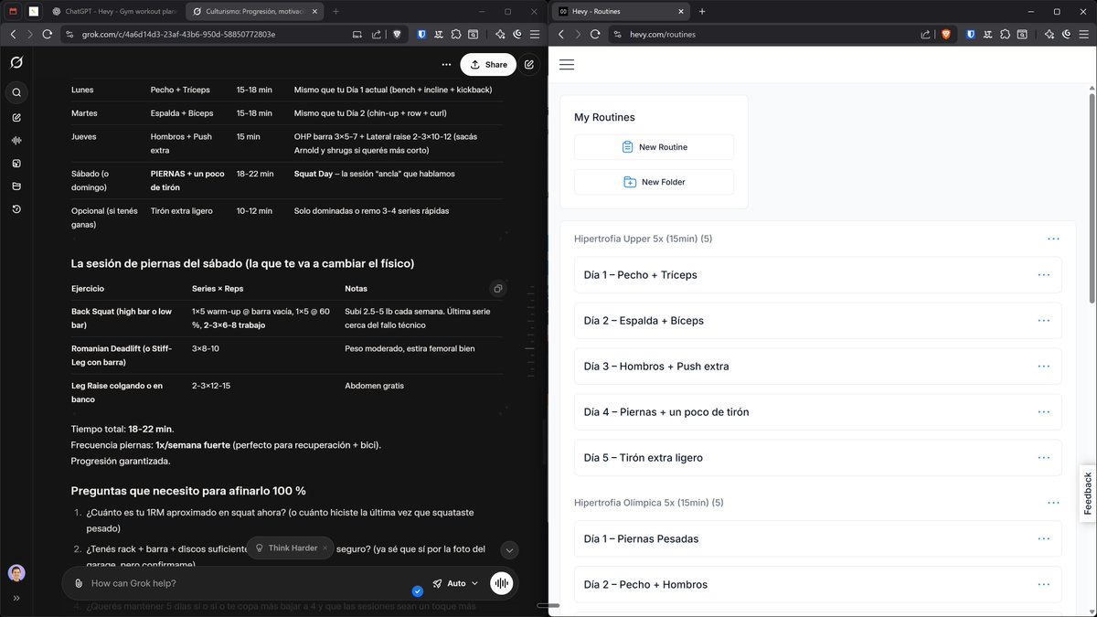 Me encanta poder usar @HevyApp en el navegador para actualizar mis entrenamientos.
Actualicé ligeramente mi programa a