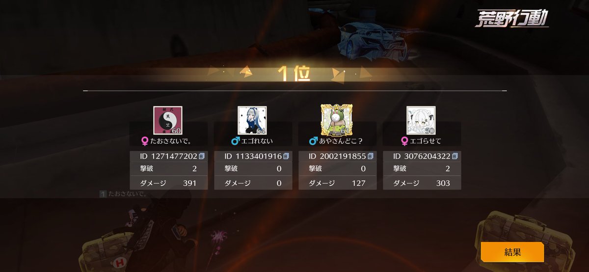 トータル20戦して
ゴル帯と深夜で4勝笑
リザルト4枚中3枚🥚ꉂ🤣𐤔
ほんとに上達しない😗😗