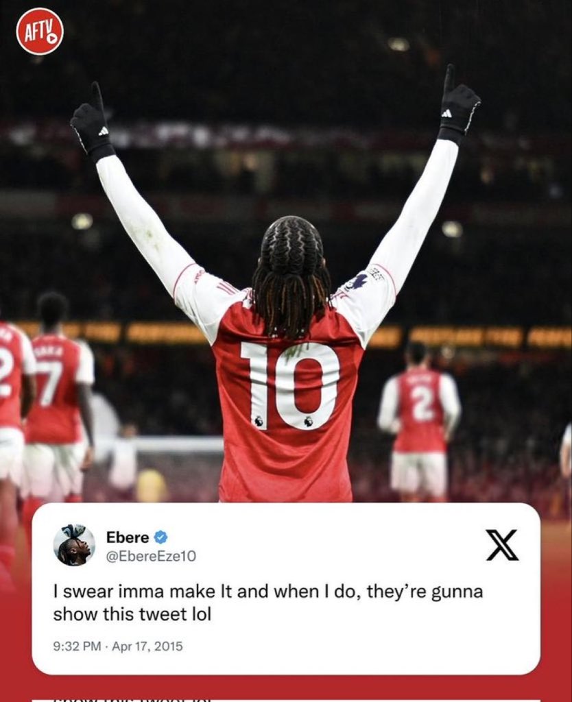 Eberechi Eze did Tottenham badly in the summer, and he’s dunked a hatrick on them in his first North London Derby. #ARSTOT