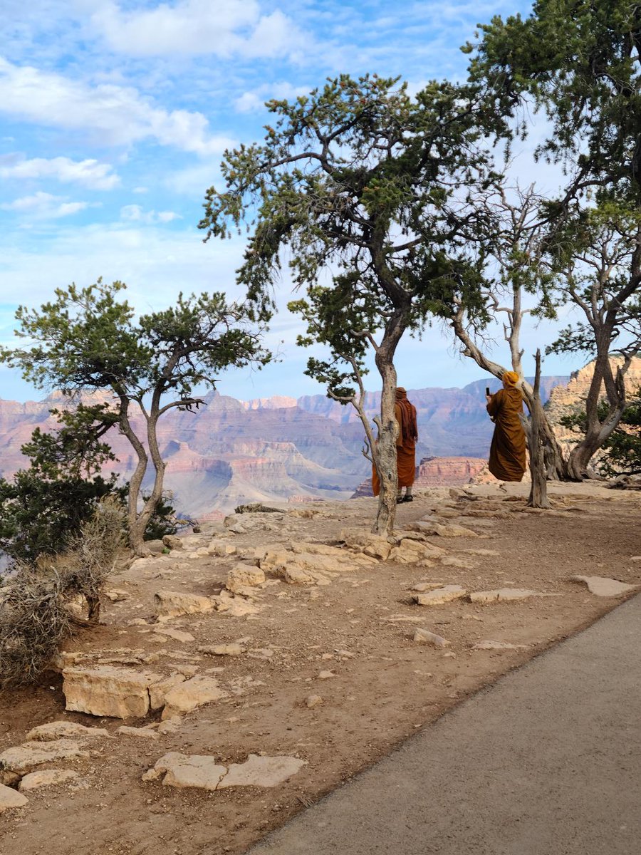 Myophysix's tweet image. Someone explain this floating monk taking a pic at the grand Canyon