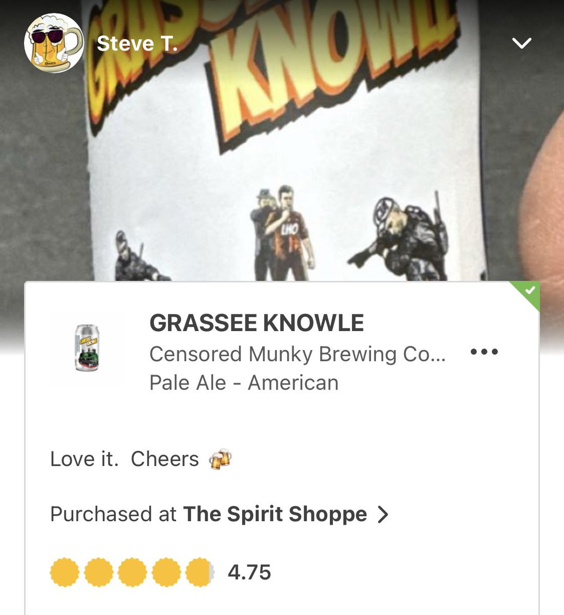 MunkyBrewing's tweet photo. Yeah buddy! ๐ป
โ
https://t.co/LdlU4UR1IF for Our Beer, Beer Finder, Merch, Events, Contact, and more!
#GrasseeKnowle #Ale #SundayAfternoon #Untappd #CensoredMunkyCrew https://t.co/Cig0aQTMIy