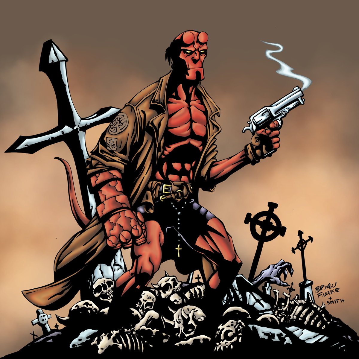 Colored and inked <a href="/ThisWretched/">This Wretched Machine</a> hellboy piece!