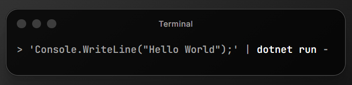 vyrotek's tweet image. TIL you can pipe C# straight into dotnet run