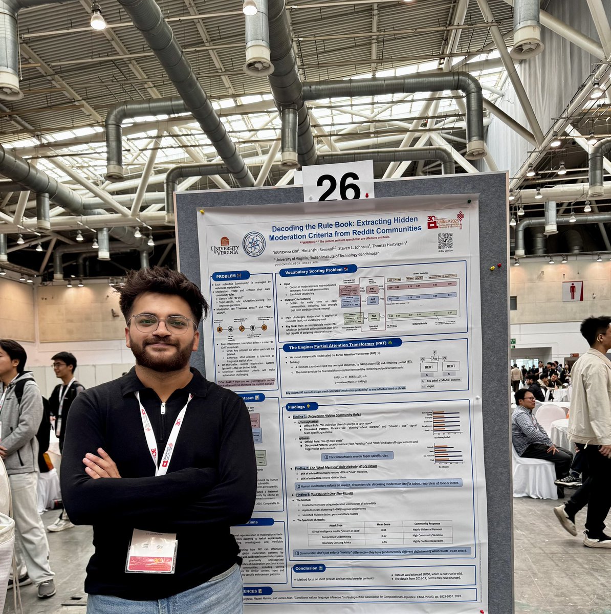 lingoiitgn's tweet image. #ProudMoment 🙌🏻

Four papers were presented at #EMNLP2025 in Suzhou, China 🇨🇳covering code-mixing, toxicity detection, content moderation, and multilingual model interpretability! ✨

Huge congrats to the teams! 🎉

Read more: lingo.iitgn.ac.in

@cse_iitgn @iitgn 
#NLP #AI