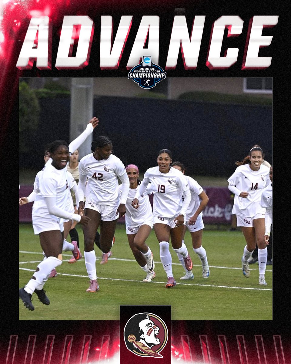 NCAASoccer's tweet photo. HAVE A DAY, SEMINOLES 👏

(3) @FSUSoccer defeats (2) Georgetown, 3-1, to advance to the next round of the 2025 @NCAA DI Women's Soccer Tournament.

#NCAASoccer https://t.co/3g4WxA1BV9