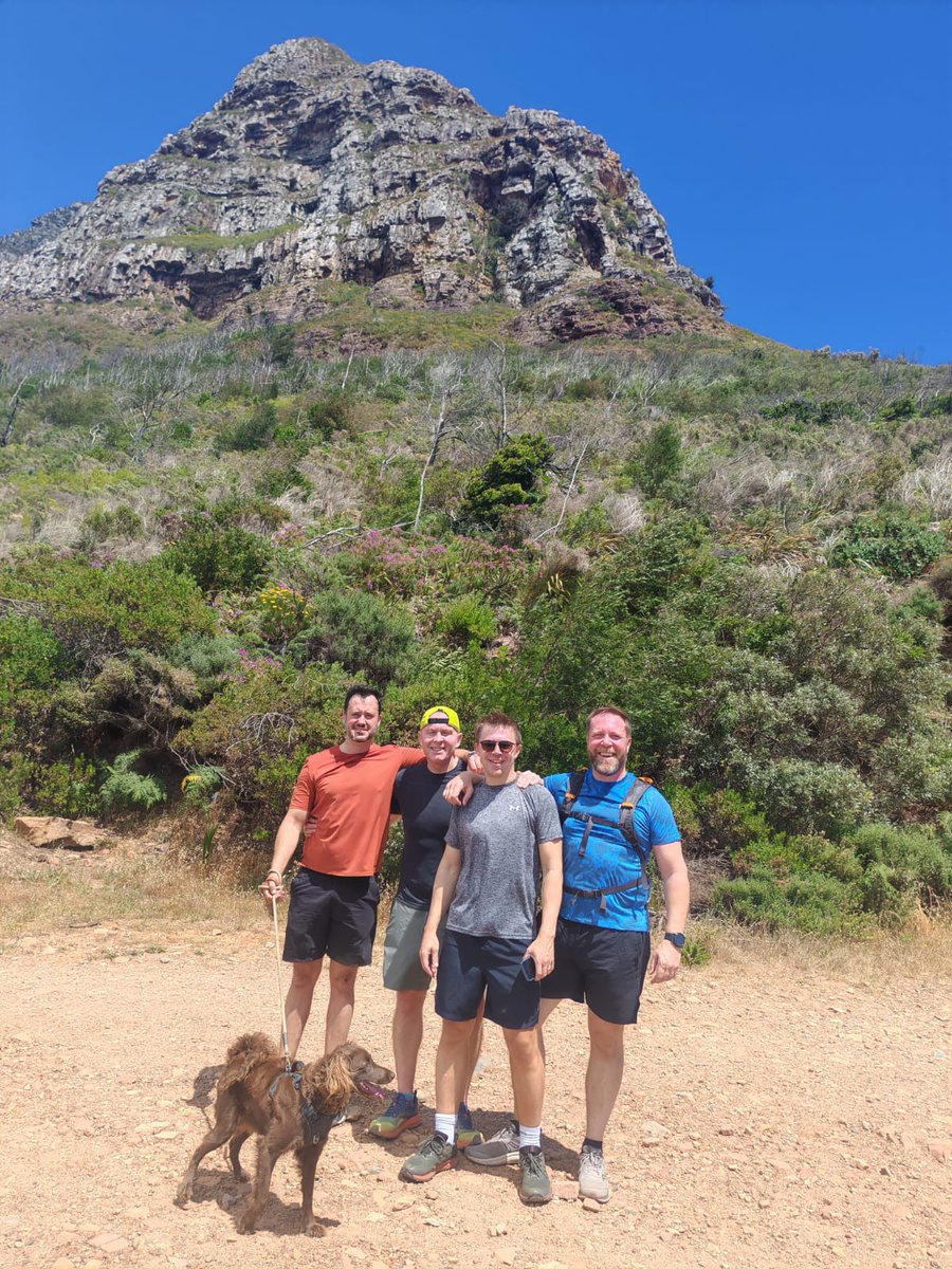 RunCapeTown's tweet photo. Meeting mates for a trailrun in Newlands Forest... priceless ;) despite the wind!! Thanks to Rob, Charlie, Mickey &amp; Seb, as well as furry friend Jumani for running with us #mateswhoruntogethersticktogether #runningwithmates @lovecapetown @RunCapeTown #trailruntablemountain https://t.co/mP9A5F9zNd