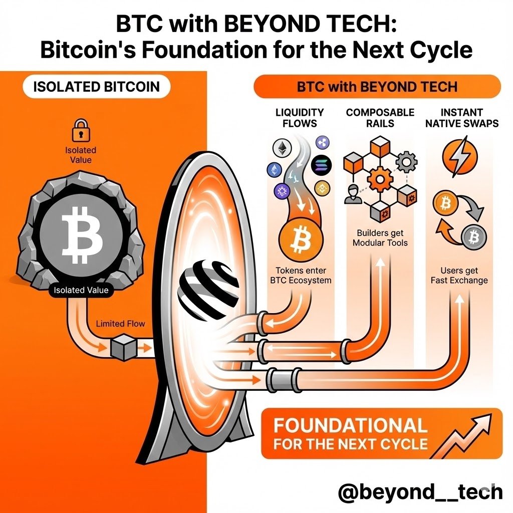 shanans_'s tweet image. Gm ☀️☀️☀️

With @beyond__tech  Bitcoin stops being isolated, 

it accepts tokenized value natively so liquidity flows into BTC ecosystems, 

builders get new composable rails and users get instant native swaps, 

this feels foundational for the next cycle