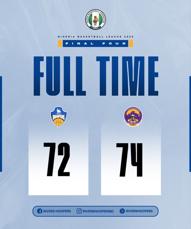 Isiokpobabe's tweet image. FT

Defending champions Rivers Hoopers have been dethroned. Lagos Legends are the new Nigeria Premier Basketball League champions after a 74‑72 thriller over #TheKingsMen.

#NPBLFinal4
#TheCrowning
