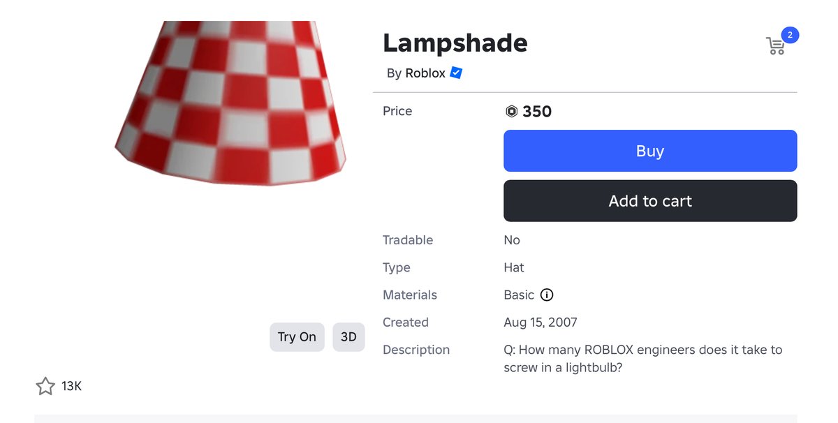 Blox_Wire's tweet image. Lampshade item was put on sale for 350 Robux #robloxnews #ROBLOX