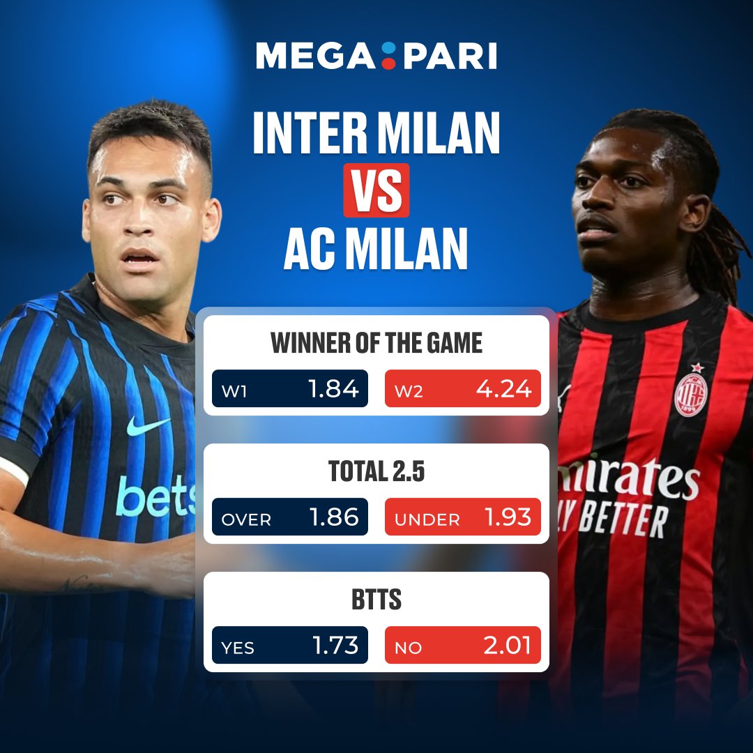 megapari_ngr's tweet image. The MILAN DERBY always delivers pure Italian fire — passion, drama, and plenty of goals! 🔥🇮🇹

Pick your winning bet and stake it on Megapari 👑
megapari.media/4ocPyDg

#Megapari #InterMilan #ACMilan #SerieA #BetAndWin