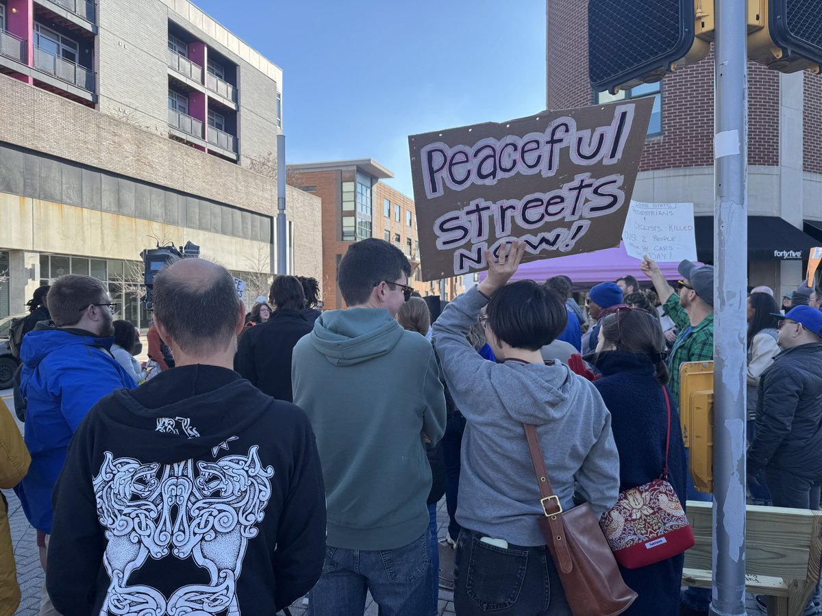 peterlblanchard's tweet image. Some shots from today’s Safe Streets Protest at corner of College Ave and Mass Ave where pedestrian Brandon Breedlove was killed by a drunk driver in March 2024 #indianapolis #visionzero