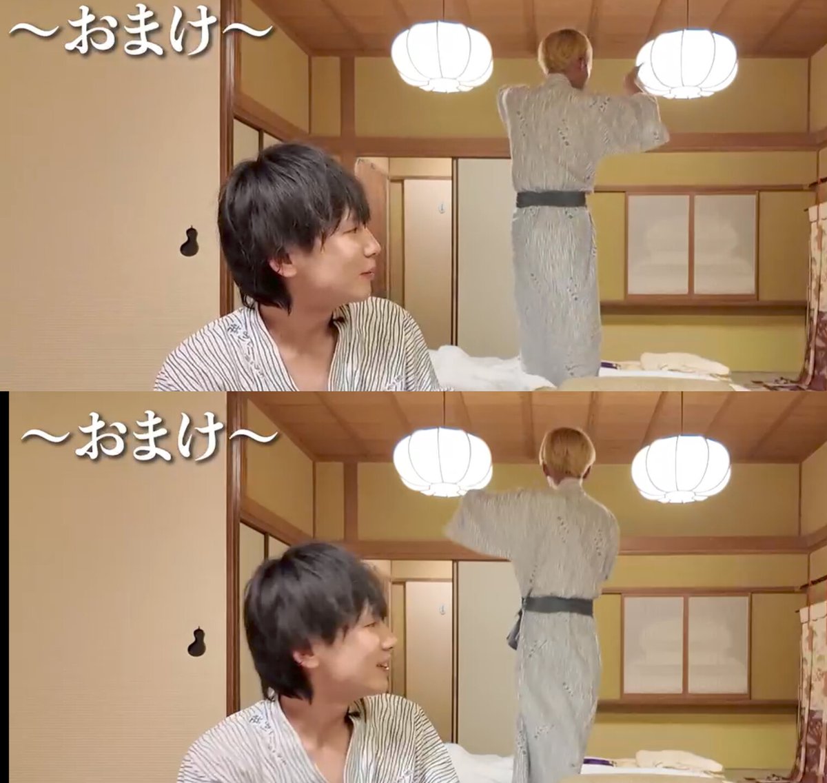 なにやらしっぽり飲みの最後が短くなってるというのを目にして確認したら…確かに『第二弾へ続く  どぅどぅん!』がない!

ちな見返した時に
💜えぇ~?!あぁなんだ…脱ぐんか思たのに
ってすっごい事言うてるの聞き逃してたー!!!
きょーた君…?
ﾄﾞｳｲｳｺﾄﾃﾞｼｮｳ(´ཀ`///)
#おにサブ　　#おにラブ