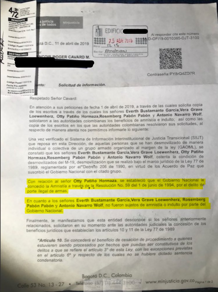 FrancoisRCavard's tweet photo. Y como a cuantos del m-19 supuestamente “re-indultó” el Señor Uribe Vélez si a ninguno de sus camaradas cumplió con el tal “proceso de paz” y por lo tanto no les fue concedido el indulto?! Entonces “resucitó”a inexistente?! Lo digo con pruebas:
https://t.co/mcMVCd20Kk https://t.co/uDmHvqcC1q