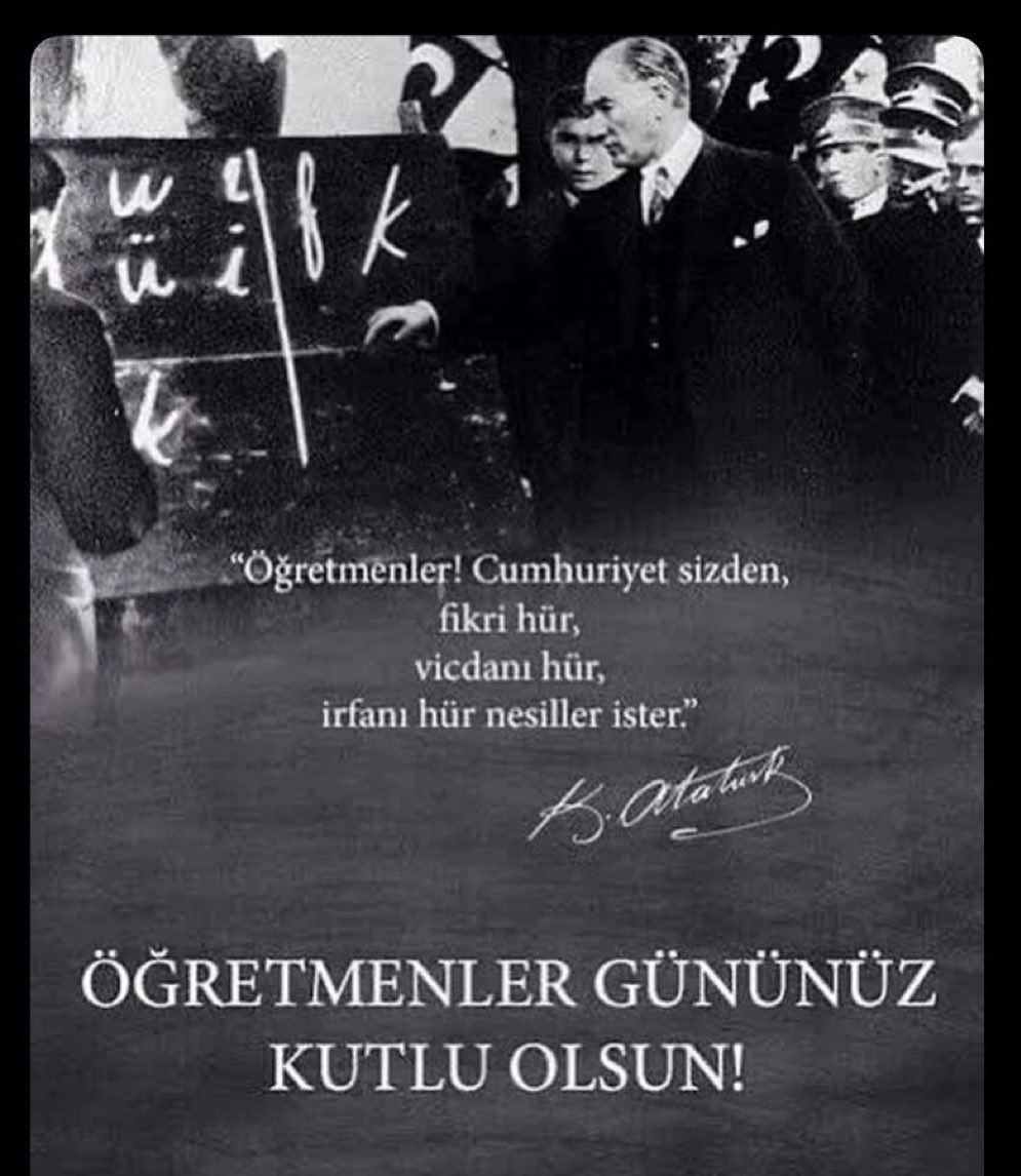 Başöğretmen Gazi Mustafa Kemal Atatürk başta olmak üzere, tüm öğretmenlerimizin 24 Kasım Öğretmenler Günü’nü kutluyor; vatan hizmetinde şehit düşen öğretmenlerimizi saygı ve rahmetle anıyorum.