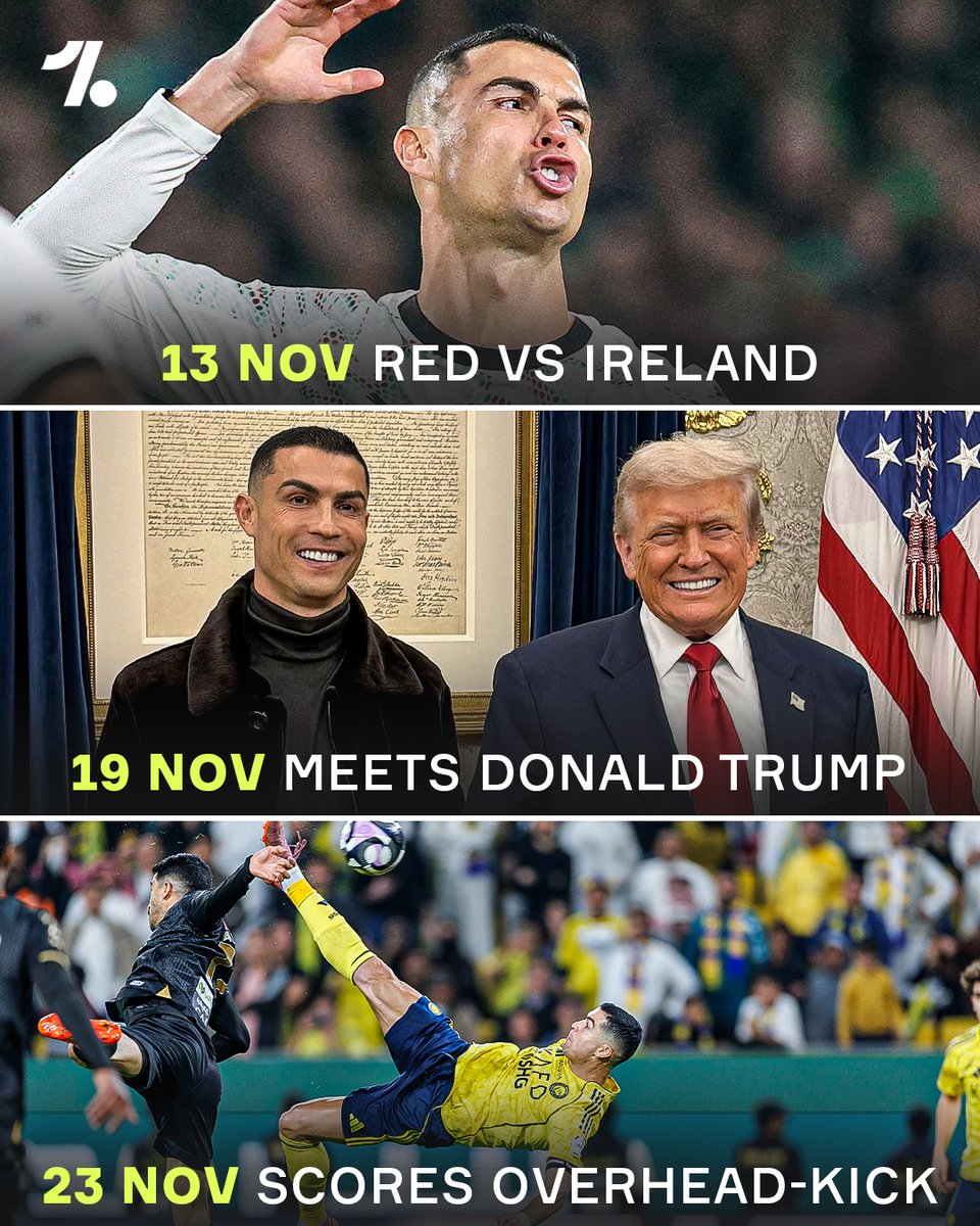 OneFootball's tweet image. Cristiano Ronaldo has had an eventful 10 days 😅

What an overhead-kick that was 🤯🚴🔄️