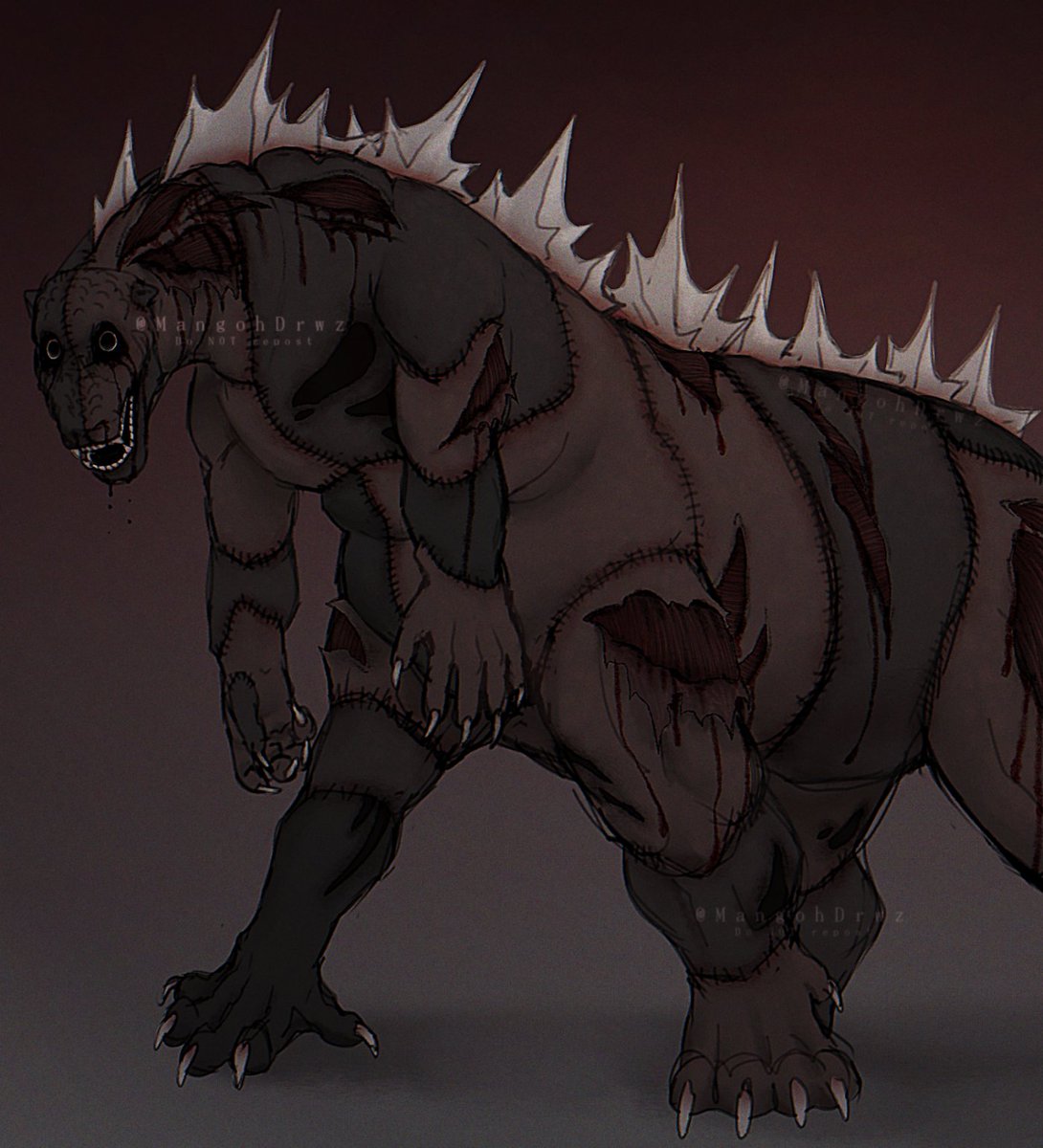MangohDrwz's tweet image. Lil comfort art of one of my godziller ocs :3 
(His name is Akaname) 

#fangoji #horrorart #horrorartist #godzillaoc