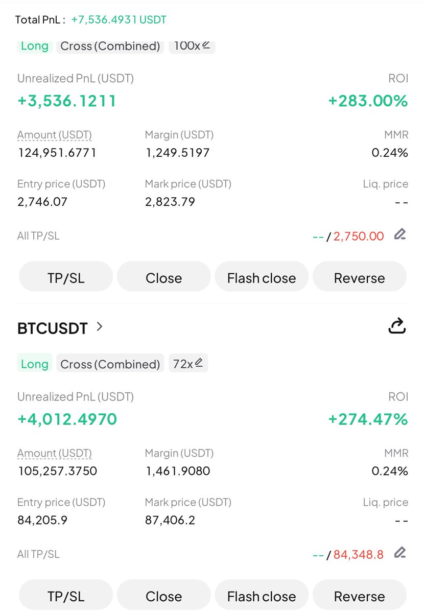 BrutalBtc's tweet image. Started on Monday , 6 days ago with $50,000 when $BTC was at 96,000$.

Took every trade on YouTube live.

Now the balance is at $145,000 191.39% gains in less than a week when $BTC is at 87,000$.

Should I continue with YT Livestream trades or end this here ?