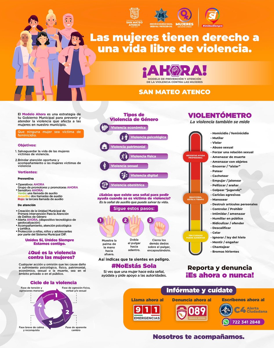 SanMateoAGob's tweet photo. 🚨 ¡En #SanMateoAtenco, protegemos el derecho de las niñas, adolescentes y mujeres a una vida libre de violencia!  

A través del #ModeloAHORA, brindamos prevención, atención y auxilio oportuno a las víctimas de violencia de género.

(1/2) https://t.co/4nKFZELrQL