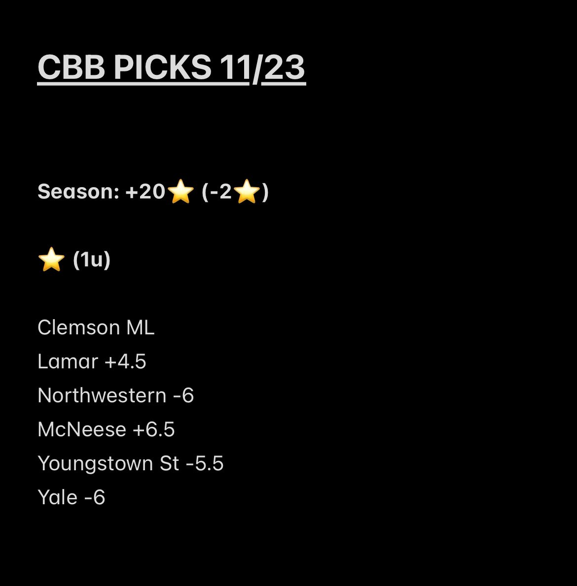 EazyLockz's tweet image. CBB PICKS 11/23

FOLLOW for more daily LOCKS!

#CBB #CollegeBasketball #sportsbetting #NCAAB #picks #parlay #cbbpicks #GamblingX #GamblingTwitter #prizepicks #sportsbook