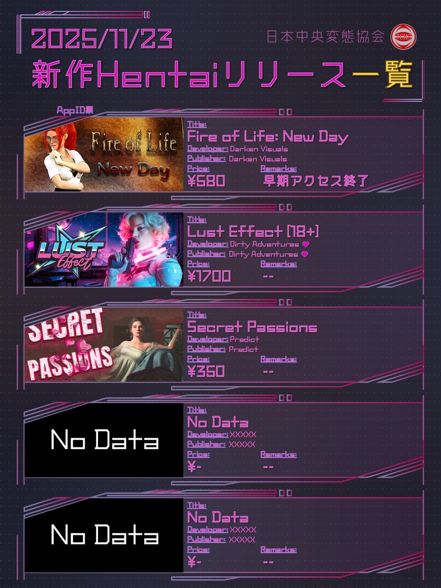 ＜本日 #Steam Hentaiゲー 新作リリース＞