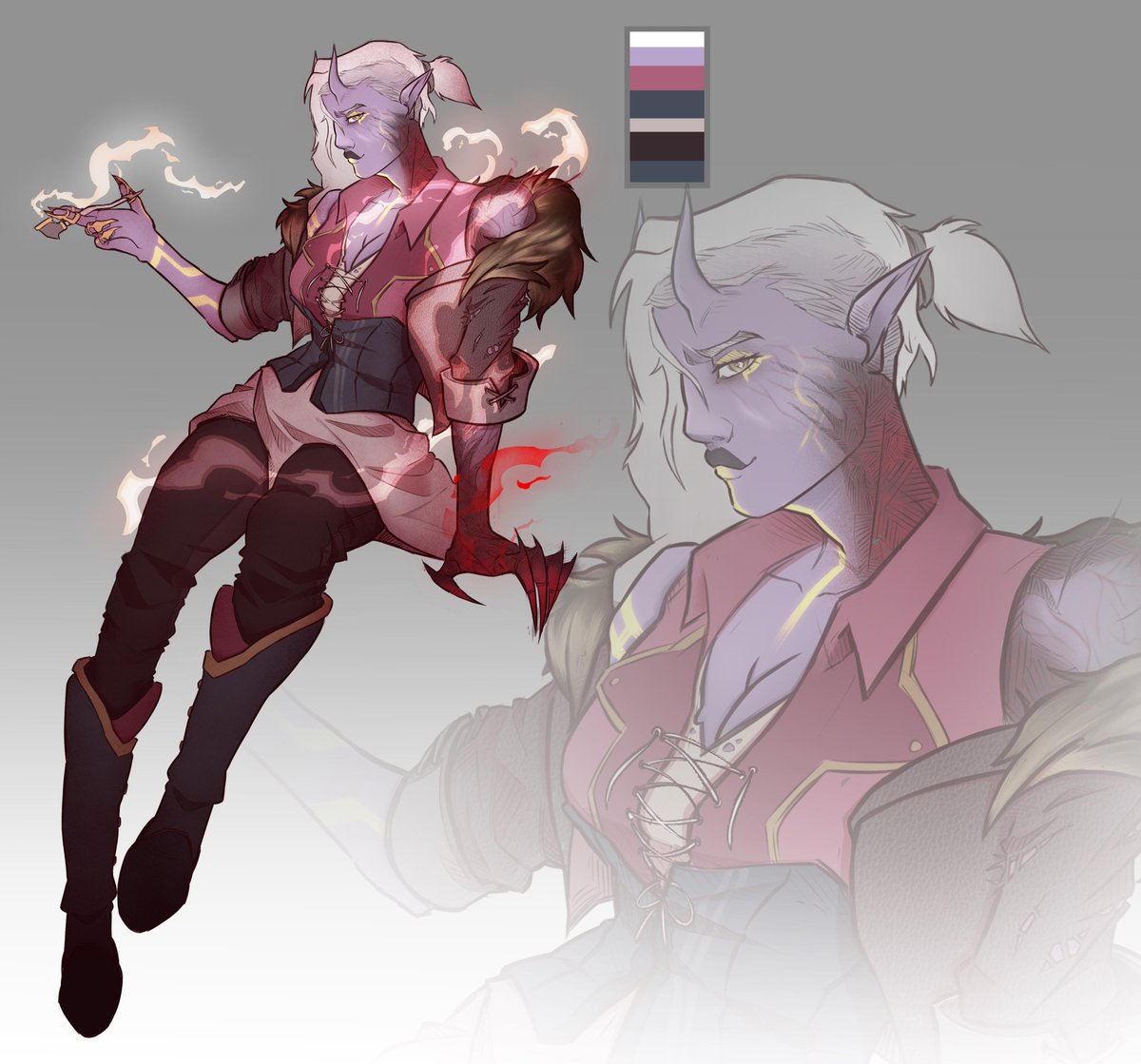 SRillustration2's tweet image. Finally got my art drive back and im deciding to put it to good use for a new dnd campaign im gonna be hosting!

took inspiration from overwatch character art, might have to keep this style up considering how good it came out!

#dndart #dungeonsanddragons #characterart