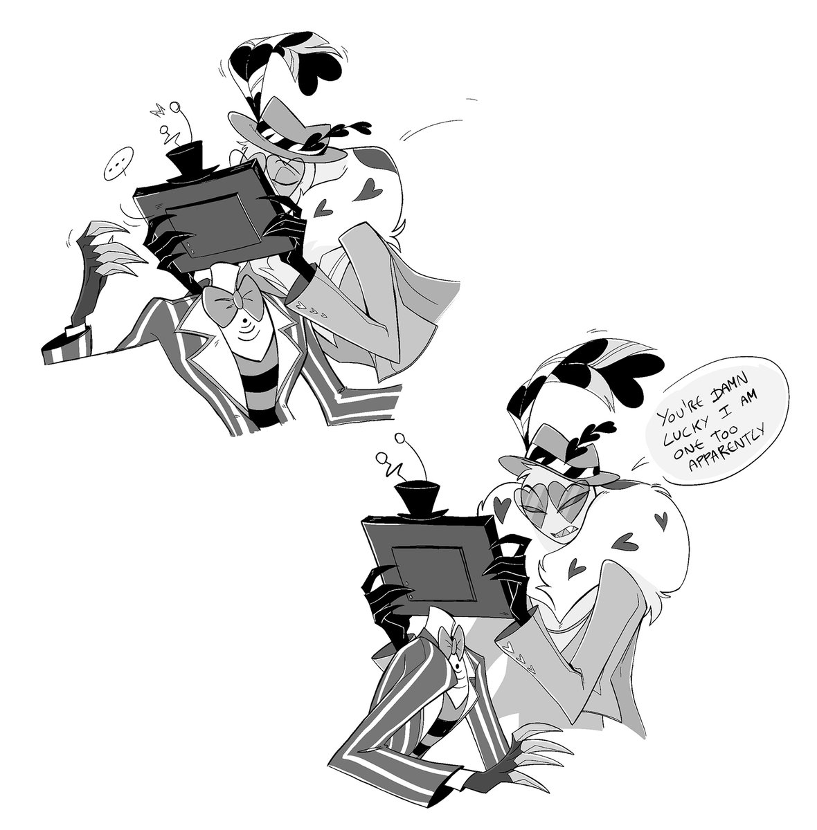 Sinstravagance's tweet image. Idiots.

I started this after seeing episodes 5&amp;amp;6 - I love the rollercoaster their relationship have been this season, the depth we&apos;ve seen really made me enjoy them even more than I already did 😩

#HazbinHotelFanart #StaticMoth #Voxval