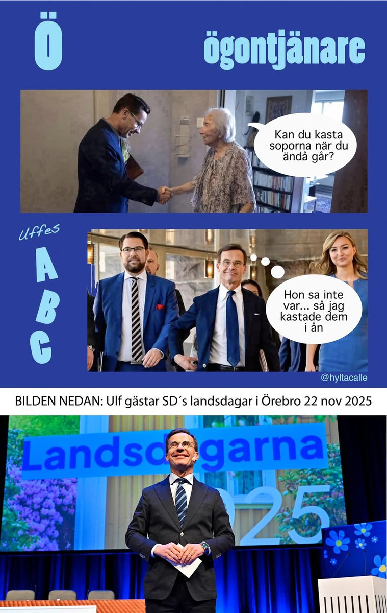 Hycklarnas hycklare.
Vi kan idag konstatera att M ingår i SD 
Som fullvärdiga samarbete partners till dom främlingsfientliga Sverigedemokraterna!
Allt var bara frågan om tid när ärkehycklaren fick statsministerposten som gåva av Åkesson
En röst på M är en röst på SD.
Bra att veta