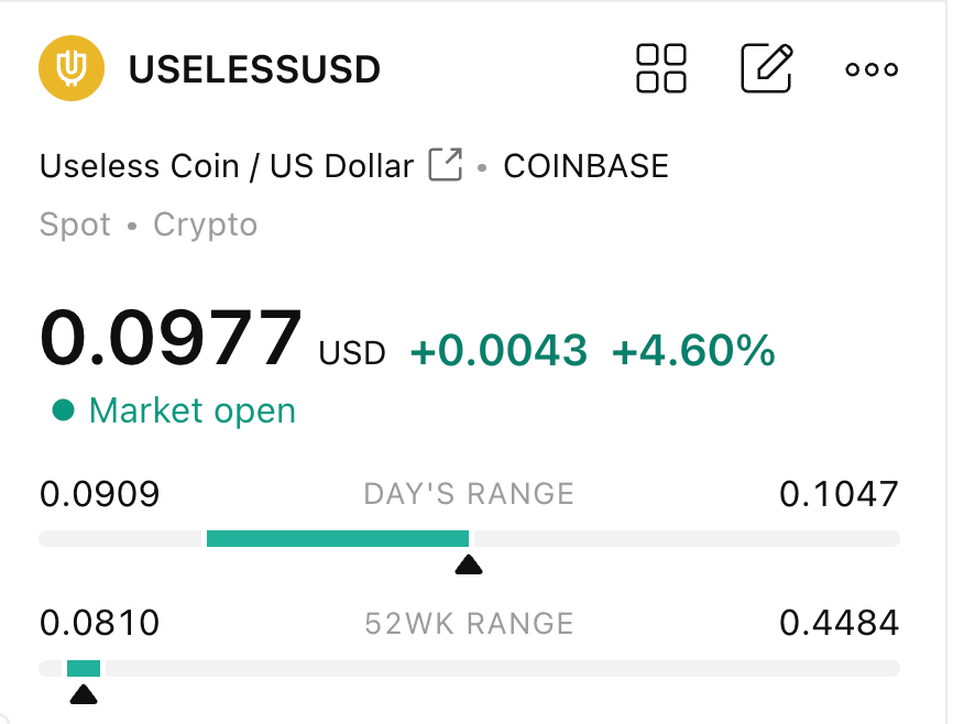 theunipcs's tweet image. time is running out to buy $USELESS sub $100 million market cap

soon this range will be history for good IMO