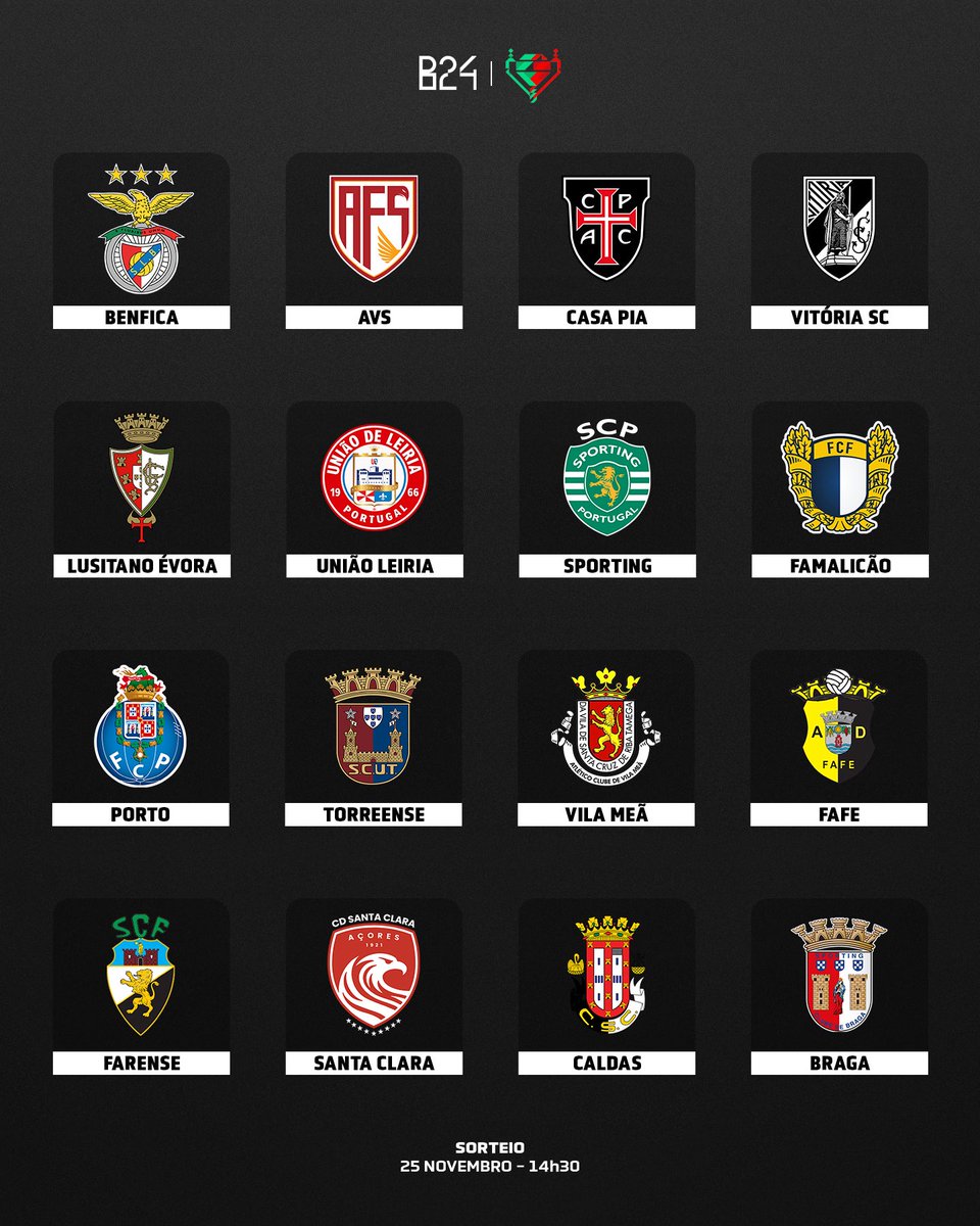 B24PT's tweet photo. Todos os apurados para os oitavos de final da Taça de Portugal. https://t.co/YPQ0PQH33C