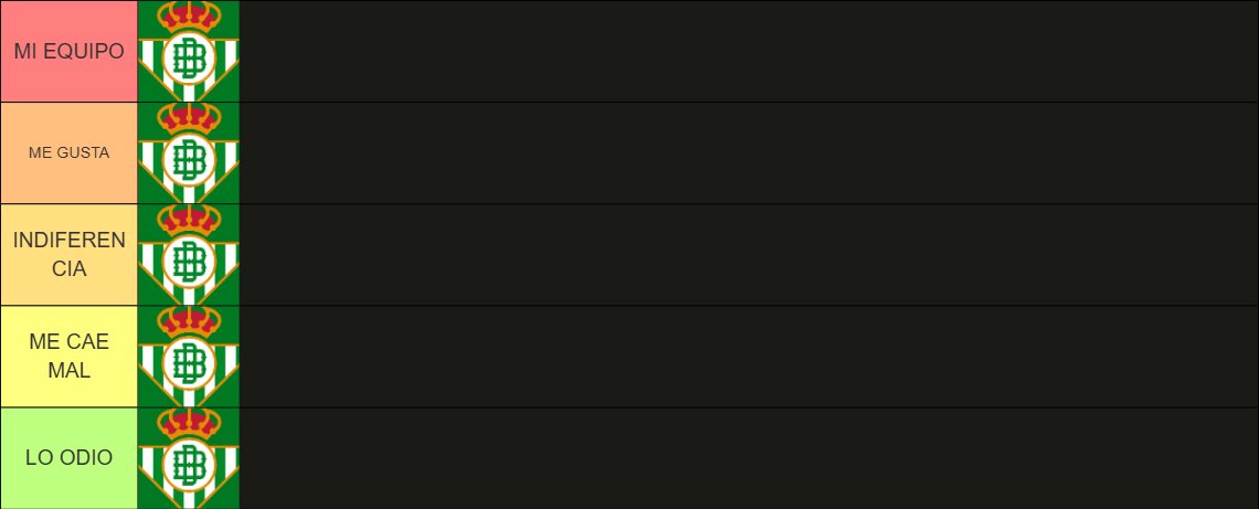 La gente haciendose pajas mentales con tier lists de equipos de fútbol cuando el definitivo lo he traído yo a esta red social. Lo único de lo que depende es del momento en el que me coja. Que fácil me jodes la vida <a href="/RealBetis/">Real Betis Balompié 🌴💚</a>