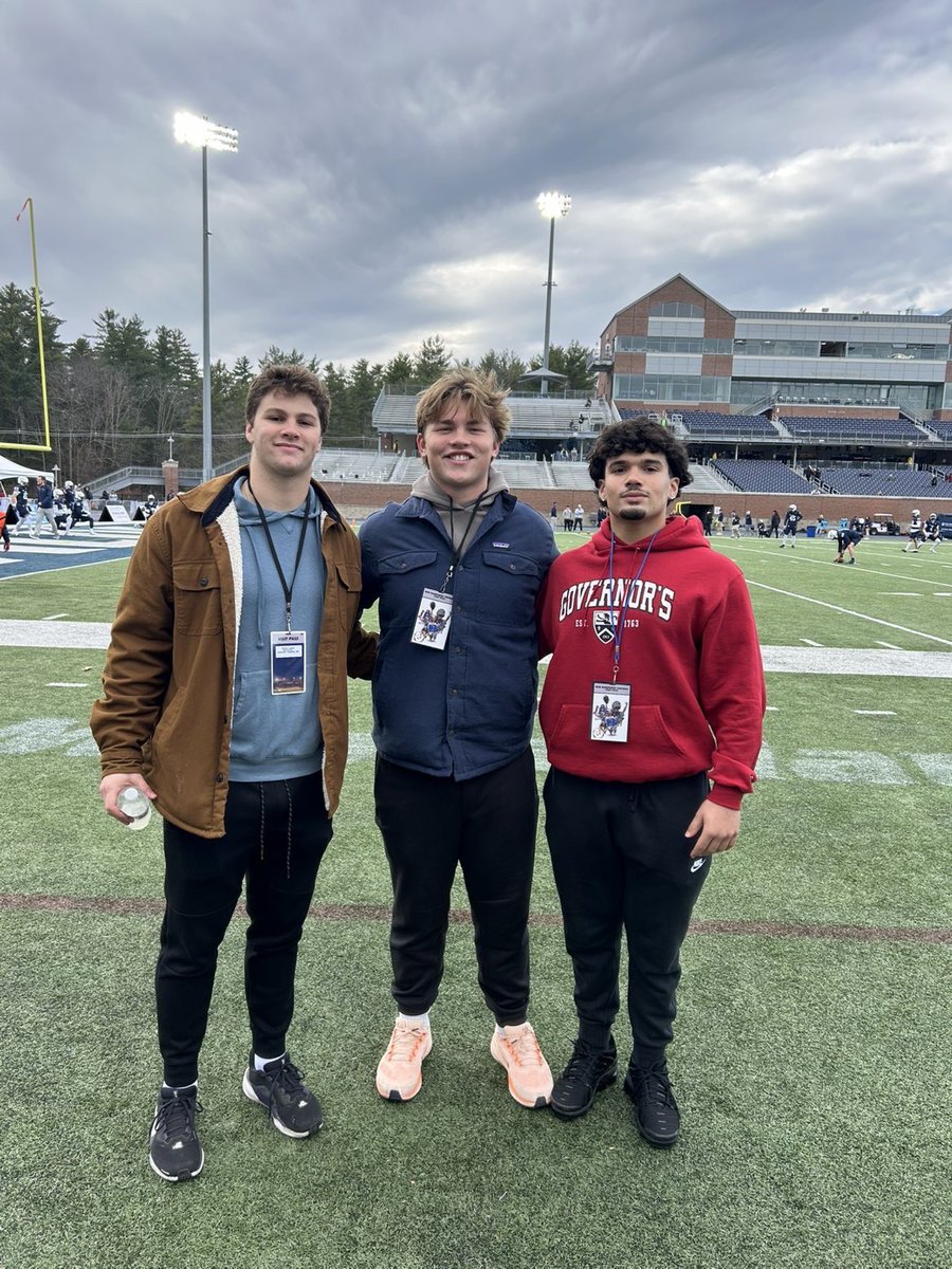 Had a great time at <a href="/UNH_Football/">New Hampshire Football</a> for a gameday visit vs Maine. Awesome atmosphere and a big win. Thank you coach’s and staff for the invite.
<a href="/Coach_Boria/">Luke Boria</a> 
<a href="/CoachThompson_1/">Jaysen Thompson</a> 
<a href="/CoachScottJames/">Scott James</a> 
<a href="/Coach_Borden/">ED BORDEN</a> 
<a href="/RyanVanSchelven/">Ryan VanSchelven</a> 
<a href="/rwsantos2/">Rick Santos</a>