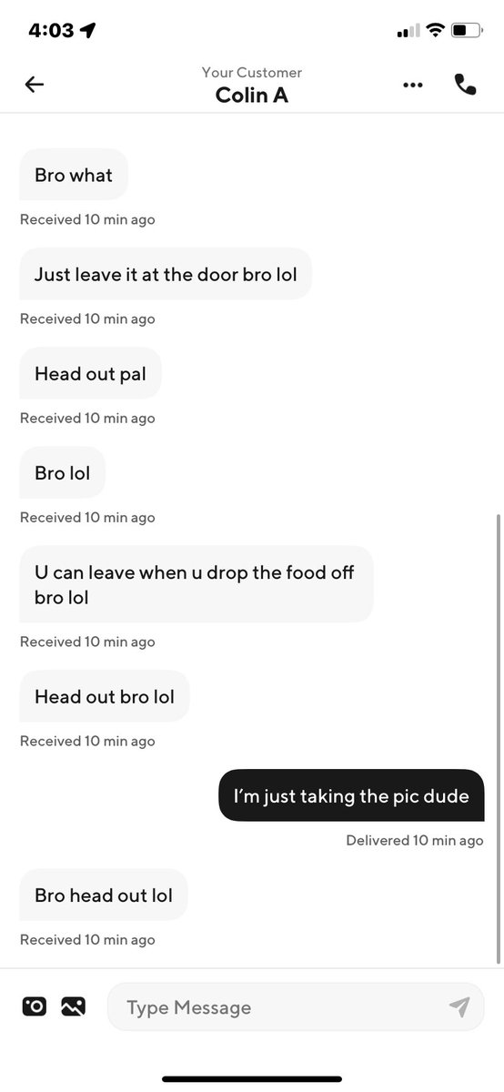 <a href="/ricosart/">chipotle bag</a> Reminds me of when this dude asked me to leave the food in between his glass door and front door then started tweaking. This was at like 2 am and I could see him looking at me through his blinds while he was texting me